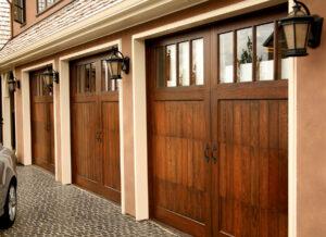 three car wooden garage doors