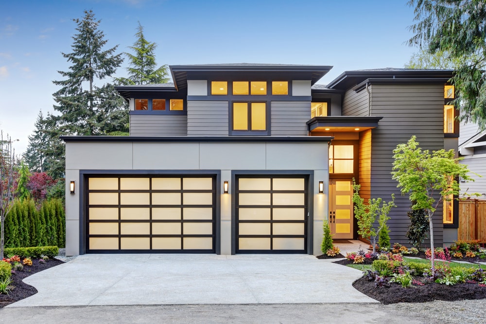 home with two different standard garage door sizes