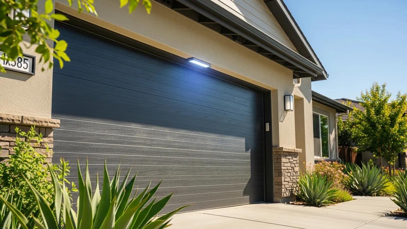 Modern garage door opener installed in a Fresno home, illustrating convenience and security features