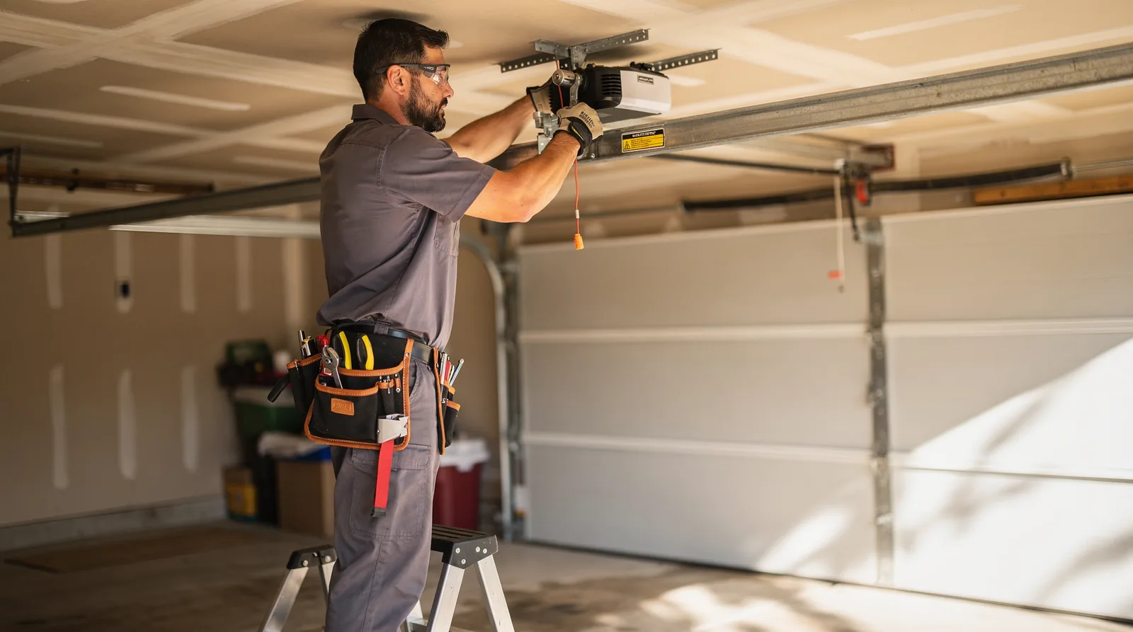 Same-day service means a technician arrives and completes the opener installation or repair