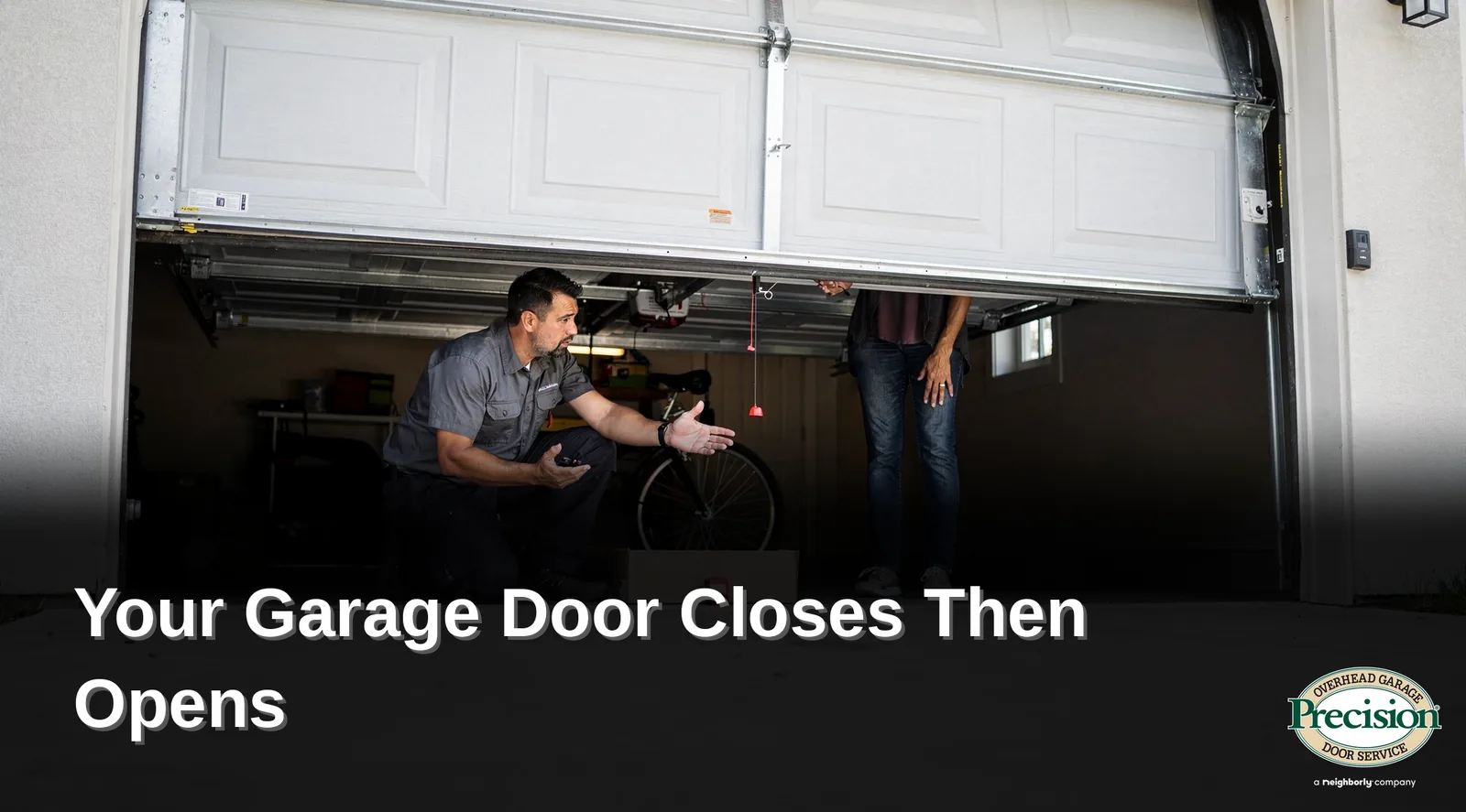 A garage door reversing right after touching the floor is a built-in safety feature rather