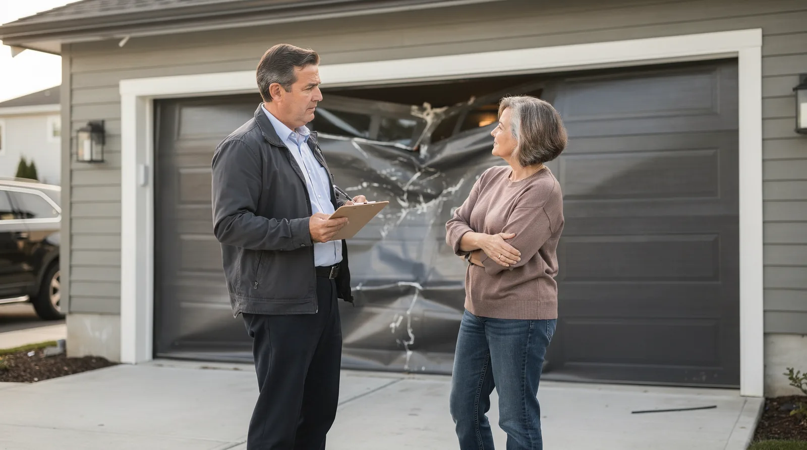 Garage doors are sometimes, but not always, covered by home insurance, so the reason