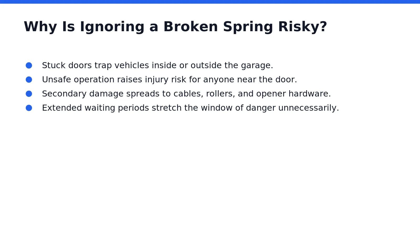 Delaying repair on a failing garage door turns a mechanical nuisance into a genuine household
